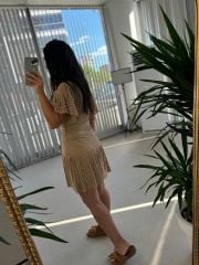 Mc 5862 Üçgen Yaka Vizon Elbise