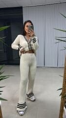 Krem Ceket Hırka Triko Takım