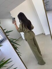 Fp 51298 Gold Kare Düğmeli Tensel Haki Takım