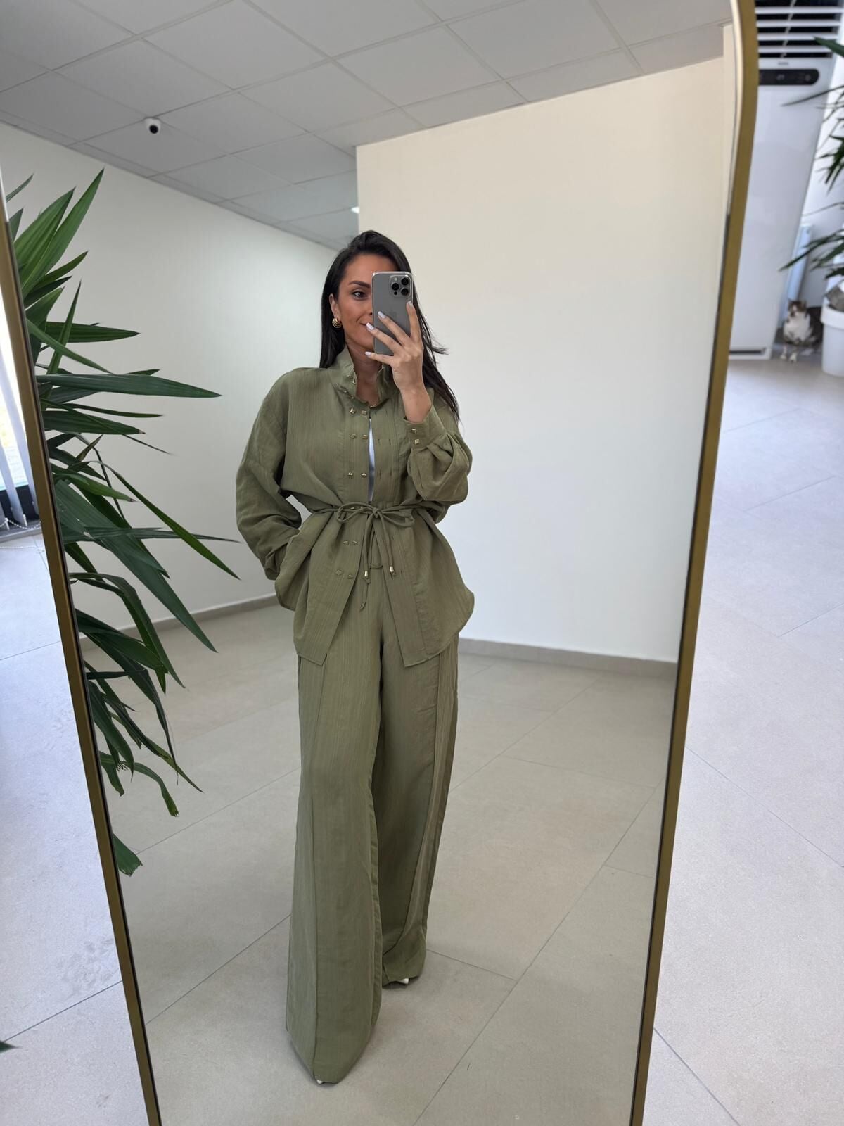 Fp 51298 Gold Kare Düğmeli Tensel Haki Takım