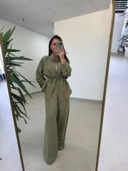 Fp 51298 Gold Kare Düğmeli Tensel Haki Takım