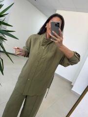 Fp 51298 Gold Kare Düğmeli Tensel Haki Takım