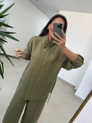 Fp 51298 Gold Kare Düğmeli Tensel Haki Takım