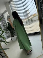 Dr 8260 Yeşil Kemerli Gömlek Elbise