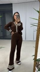 Braunes Jacken-Cardigan-Strickwaren-Set