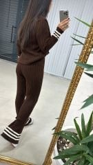 Braunes Jacken-Cardigan-Strickwaren-Set