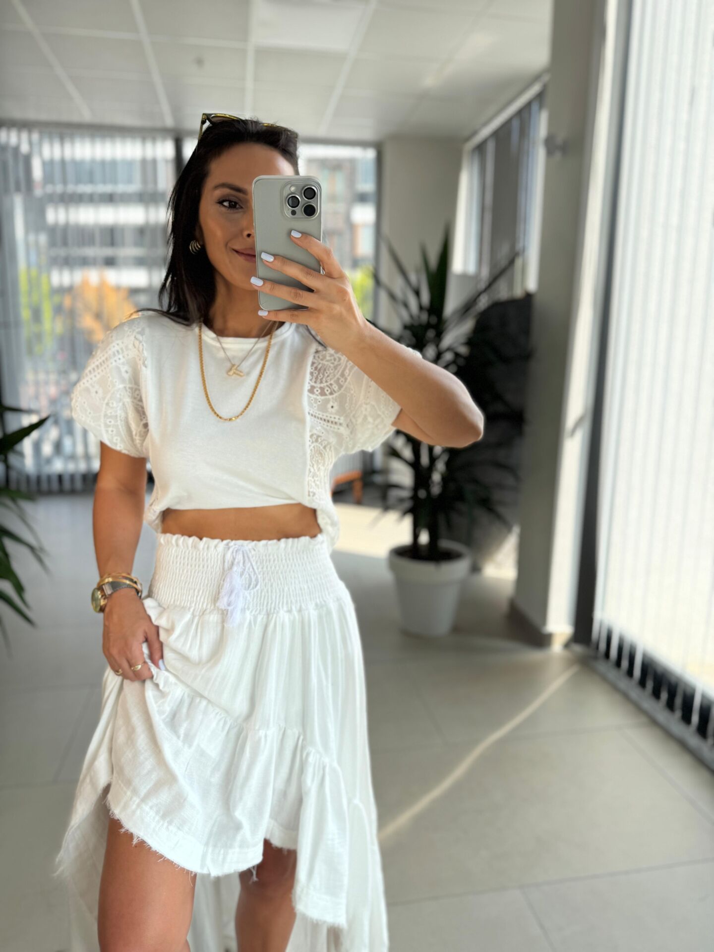 Bb 30069 Ekru Fisto Detaylı Bluz