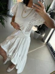 Bb 30069 Ekru Fisto Detaylı Bluz