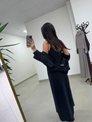 Fp 51153 Tensel İkili Siyah Gömlek Elbise Takım