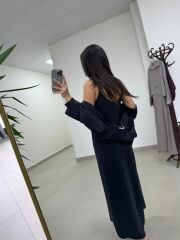 Fp 51153 Tensel İkili Siyah Gömlek Elbise Takım