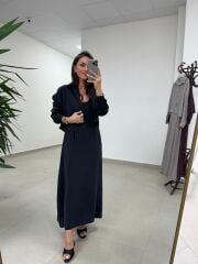 Fp 51153 Tensel İkili Siyah Gömlek Elbise Takım