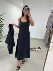 Fp 51153 Tensel İkili Siyah Gömlek Elbise Takım