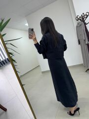 Fp 51153 Tensel İkili Siyah Gömlek Elbise Takım