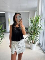 Bb 30030 Pamuk Keten Askılı Siyah Bluz