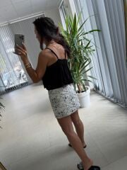 Bb 30030 Pamuk Keten Askılı Siyah Bluz