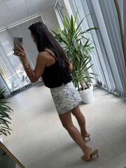 Bb 30030 Pamuk Keten Askılı Siyah Bluz