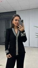 Siyah Ceket Hırka Triko Takım