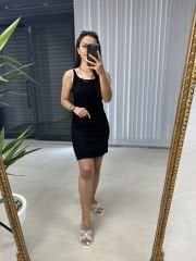 White piping pencil dress