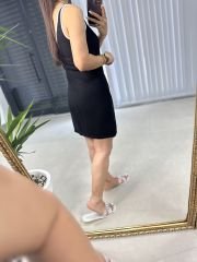 White piping pencil dress