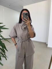 Fp 51298 Gold Kare Düğmeli Tensel Vizon Takım