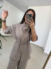 Fp 51298 Gold Kare Düğmeli Tensel Vizon Takım