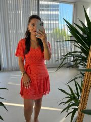 Mc 5862 Üçgen Yaka Turuncu Elbise