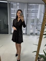 Mc kadife düğüm detaylı elbise