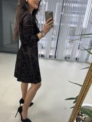 Mc kadife düğüm detaylı elbise