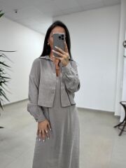 Fp 51153 Tensel İkili Vizon Gömlek Elbise Takım