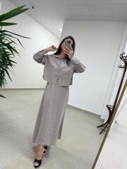 Fp 51153 Tensel İkili Vizon Gömlek Elbise Takım