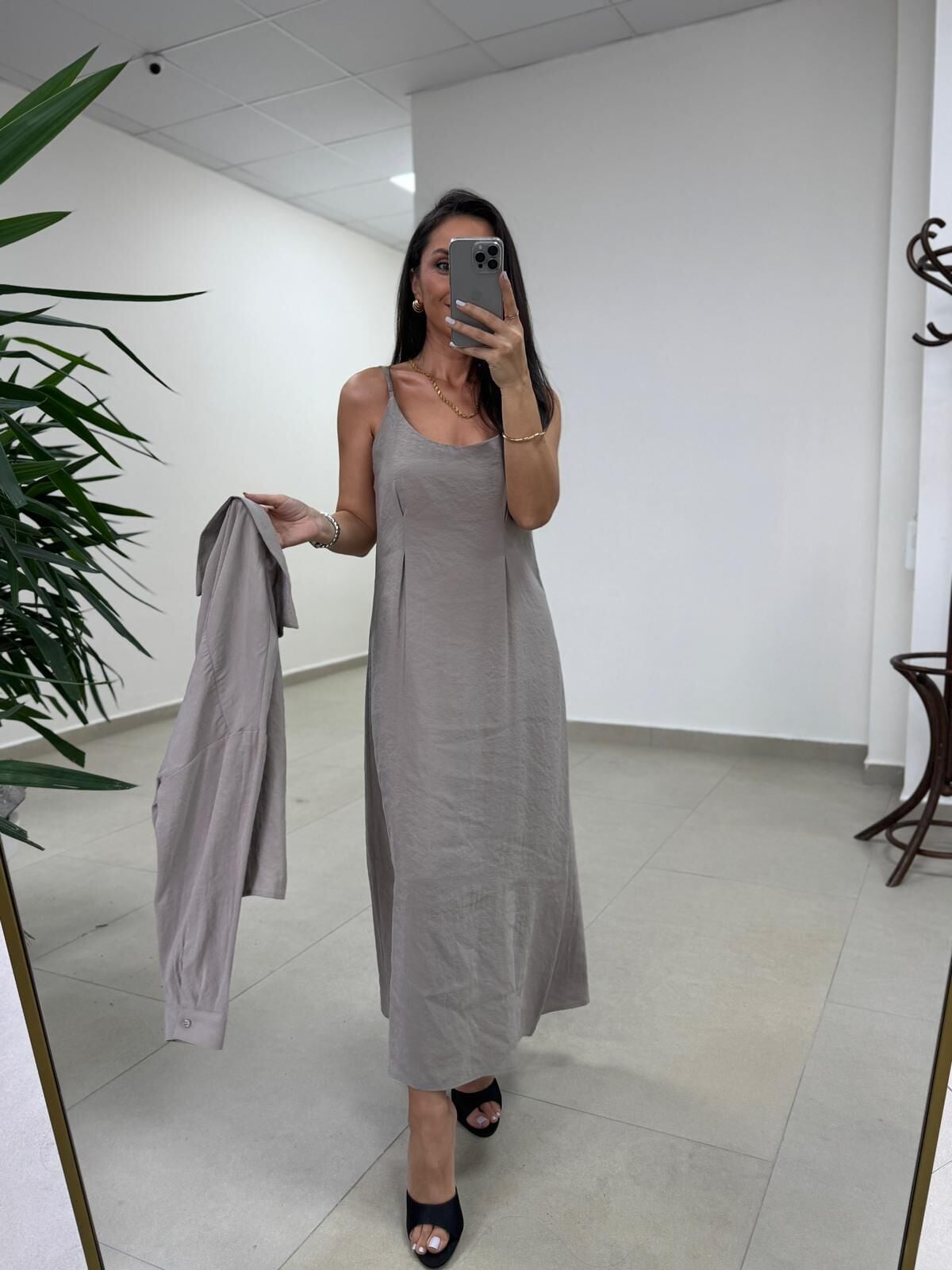 Fp 51153 Tensel İkili Vizon Gömlek Elbise Takım