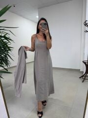 Fp 51153 Tensel İkili Vizon Gömlek Elbise Takım