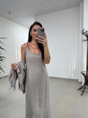 Fp 51153 Tensel İkili Vizon Gömlek Elbise Takım