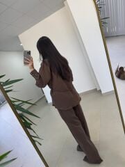 Fp 51298 Gold Kare Düğmeli Tensel Kahve Takım