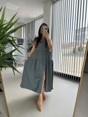 Cr 1638 Mint Yeşili Hakim Yaka Gömlek Elbise