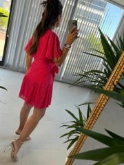 Mc 5862 Triangle Neck Fuchsia Dress