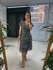 Mc Double Breasted Spotted Chiffon Dress