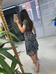 Mc Double Breasted Spotted Chiffon Dress