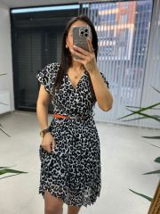 Mc Double Breasted Spotted Chiffon Dress