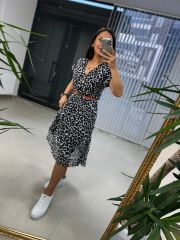Mc Double Breasted Spotted Chiffon Dress