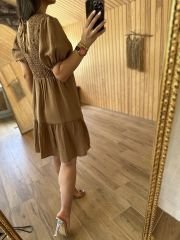Mng gipelli black flush linen dress