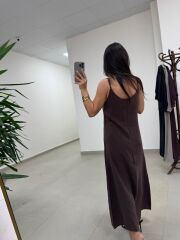 Fp 51153 Tensel İkili Kahve Gömlek Elbise Takım