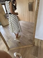 Black Polka Dot Padded Linen Dress