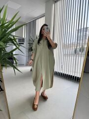Cr 1362 Oversize Haki Gömlek Elbise
