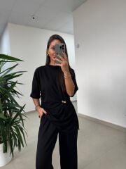 Ny 3036 Siyah Broş Detaylı Takım
