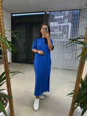 Ms Çima Dikişli Mavi Elbise