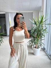 Bb 30081 Pamuklu Gipe Detaylı Askılı Bluz