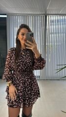 Rosafarbenes, knuspriges, mehrlagiges Chiffonkleid von Original Brand