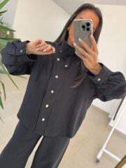 Fp 51324 Bomber Çıtçıtlı Siyah Takım