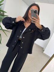 Fp 51324 Bomber Çıtçıtlı Siyah Takım